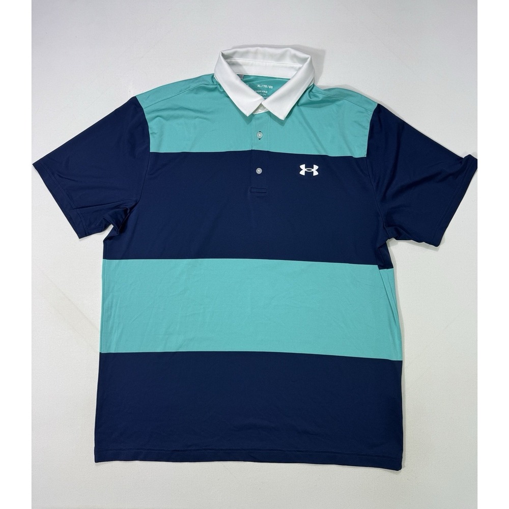 Under Armour The Playoff 2.0 Polo Shirt Men XL Blue Striped Golf Active 1327037